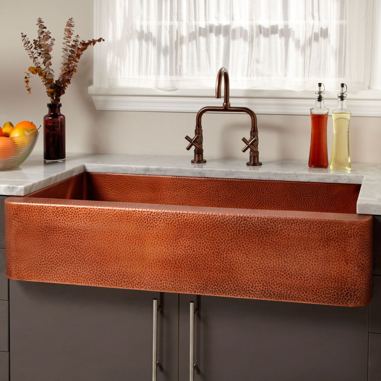 42'' Rectangular Hammered Copper Farmhouse Sink
