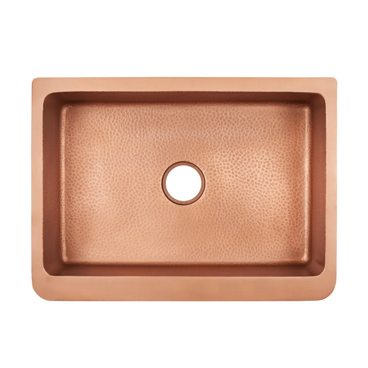 30'' Copper Farmhouse Apron Sink with Hammered Texture