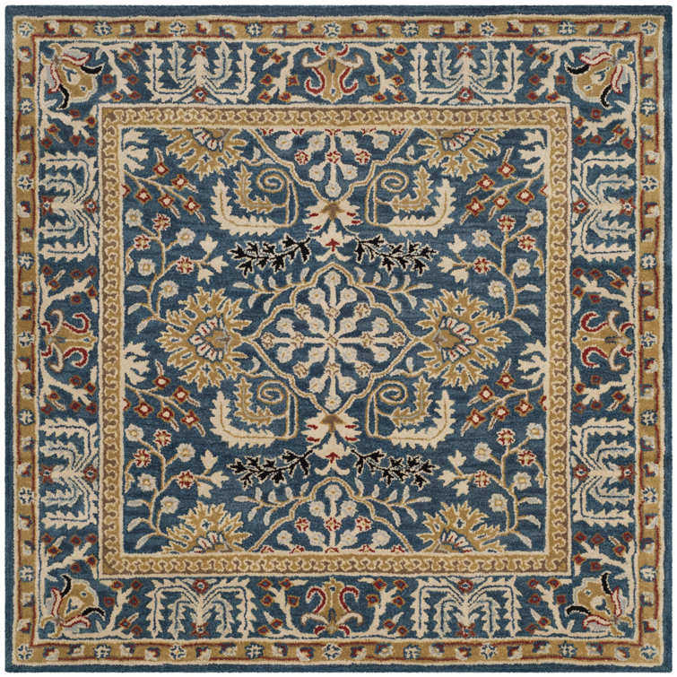 Heirloom Dark Blue/Multi Hand-Tufted Wool Square Rug - 8'