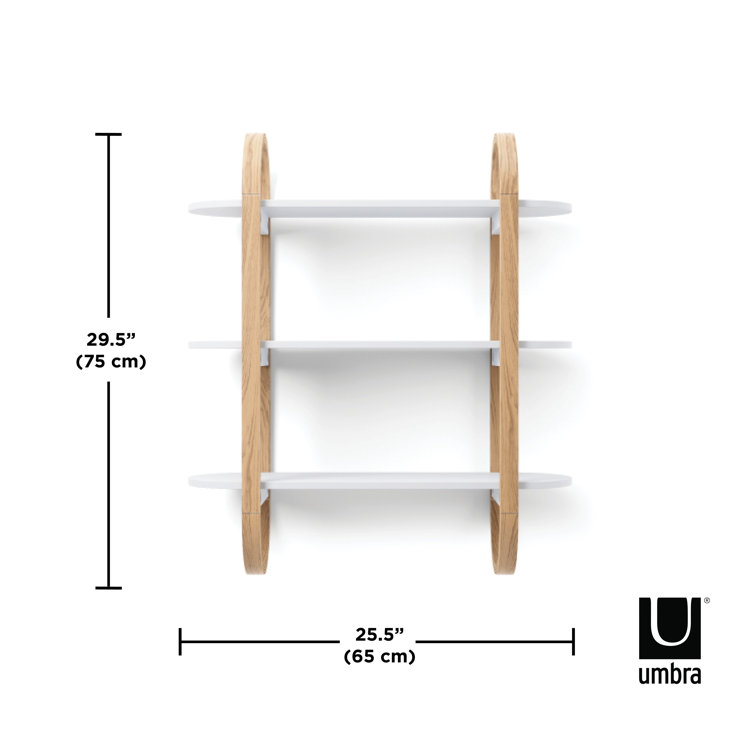 Bellwood Pill-Shaped 3-Tier White & Natural Wood Wall Shelf