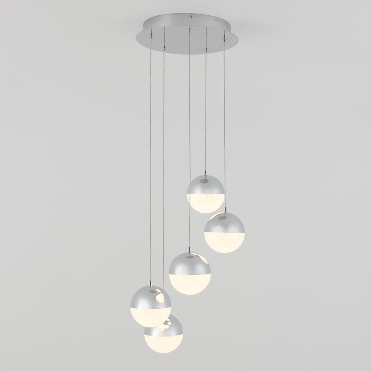 Chrome Glass LED Modern Spiral Pendant Light Fixture