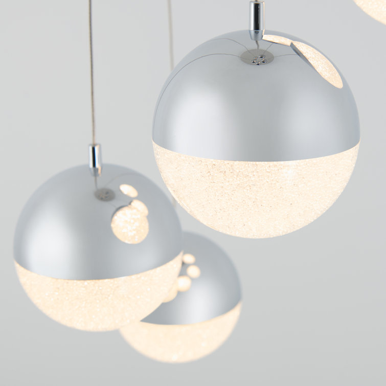 Chrome Glass LED Modern Spiral Pendant Light Fixture
