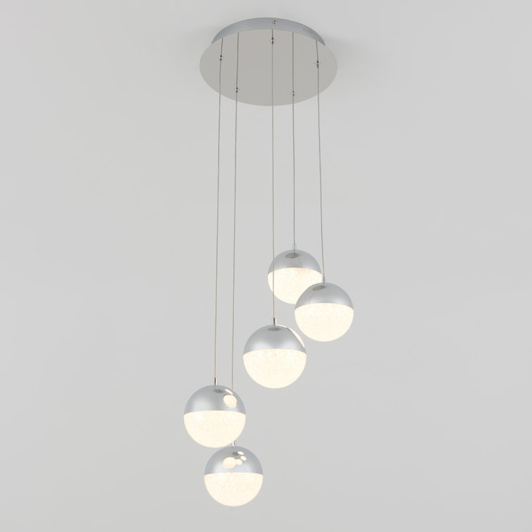Chrome Glass LED Modern Spiral Pendant Light Fixture