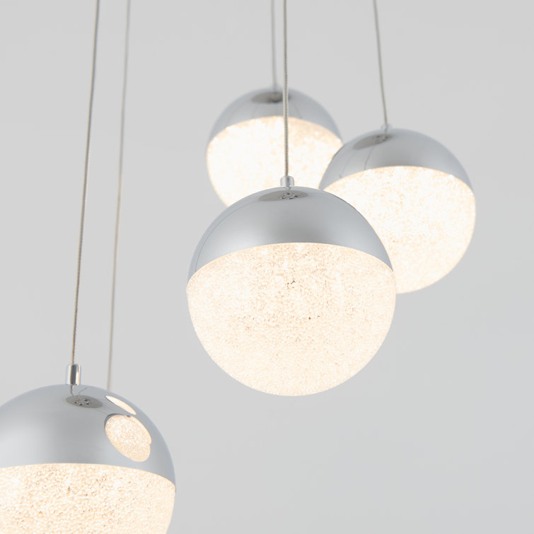 Chrome Glass LED Modern Spiral Pendant Light Fixture