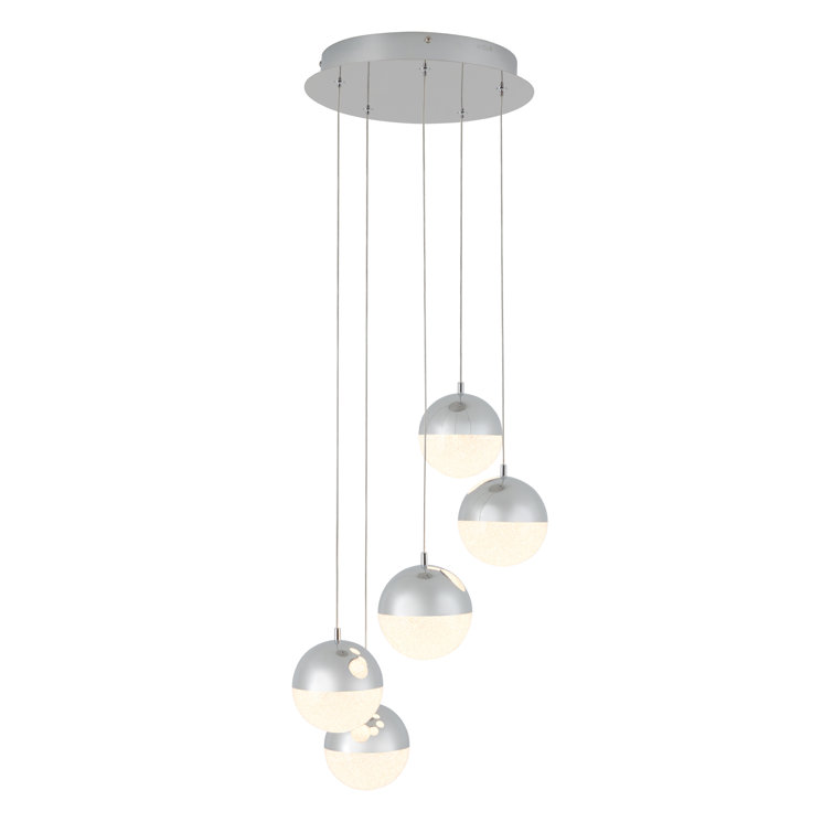 Chrome Glass LED Modern Spiral Pendant Light Fixture