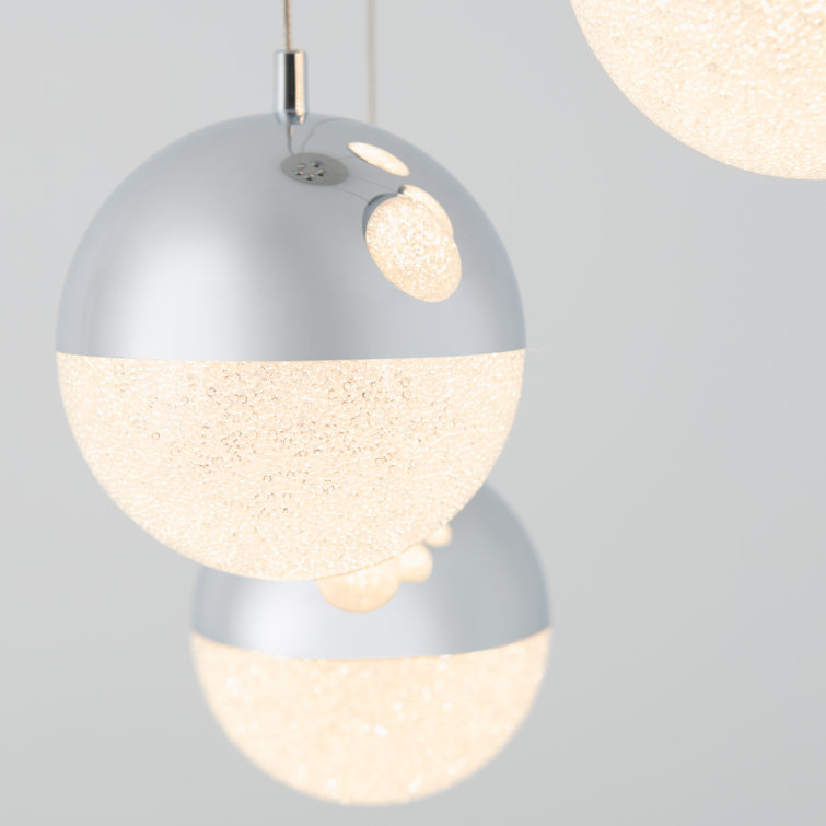 Chrome Glass LED Modern Spiral Pendant Light Fixture