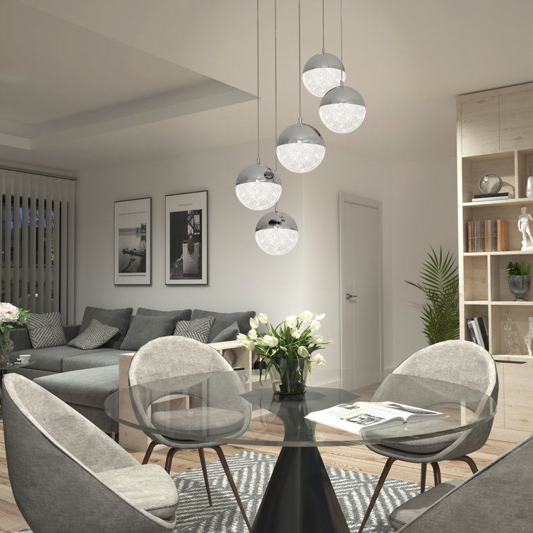 Chrome Glass LED Modern Spiral Pendant Light Fixture