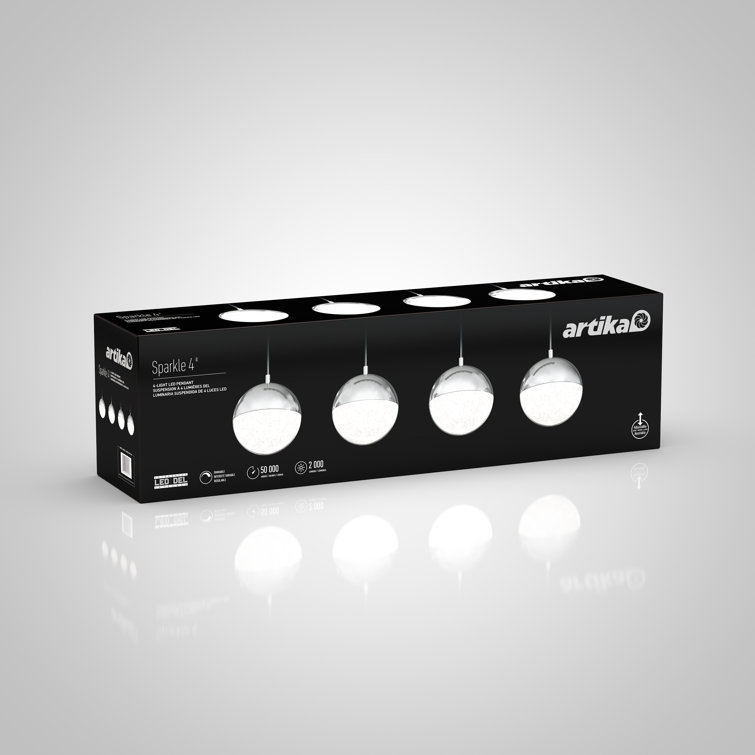 Sparkle Chrome 4-Light LED Globe Pendant