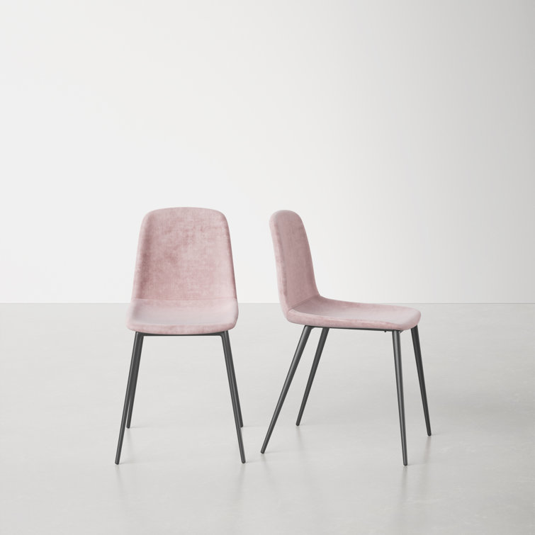Blush Velvet Upholstered Metal Frame Side Chair Set