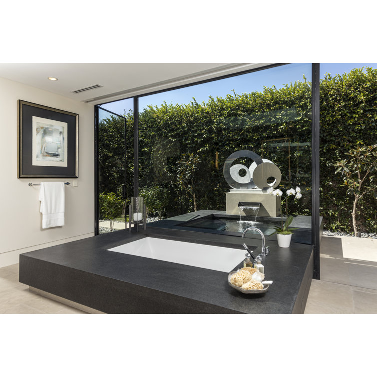 Modern White Acrylic Drop-In Bathtub with Jets