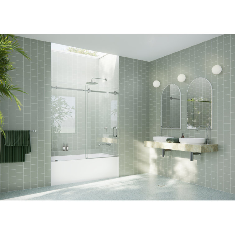 Astro 60" Frameless Sliding Bathtub Door with Chrome Finish