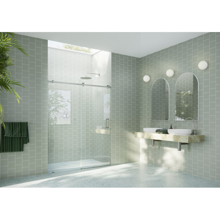 Astro 78" Frameless Glass Sliding Shower Door with Nickel Finish
