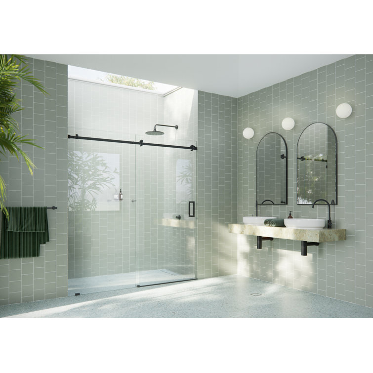 Astro 72" x 78" Frameless Glass Sliding Shower Door in Matte Black