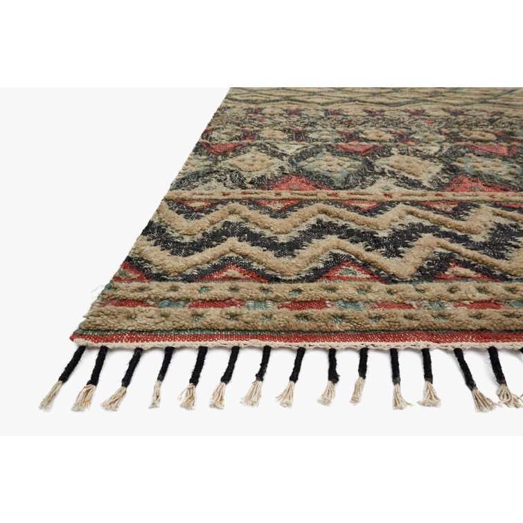 Hand-Knotted Owen Ocean Blue Geometric Wool-Cotton Rug, 5' x 7'