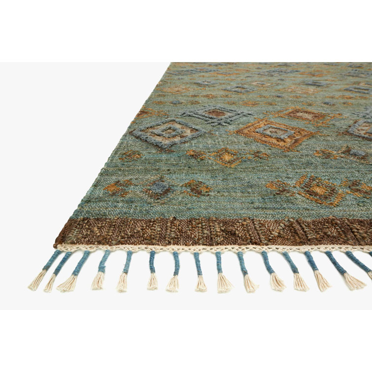 Sea Blue Hand-Knotted Wool & Cotton 7'9" x 9'9" Area Rug