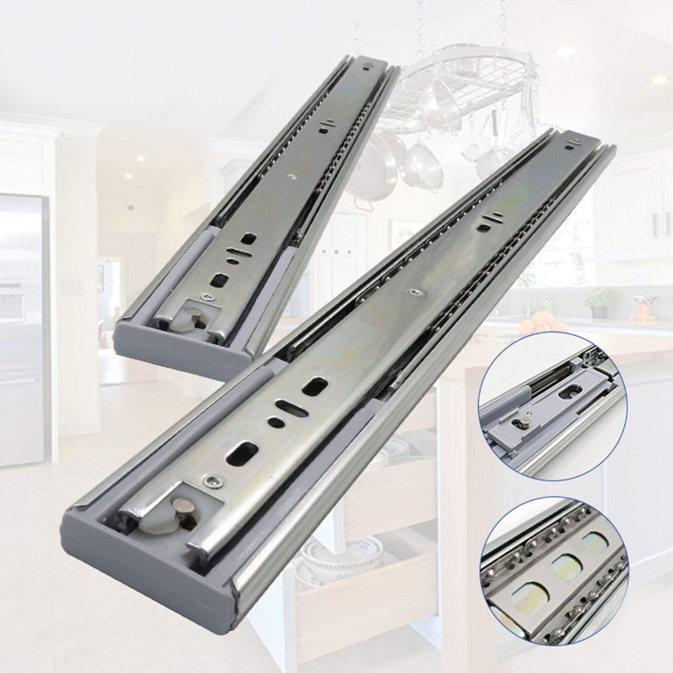 CABINETRTA Full Extension Drawer Soft-Closed Slides Side Mount 14 16 18 20 22 24 Inch Ball Bearing Metal Rails Track Guide Glides Runners Heavy Duty 99 Pound Load Capacity(5 Pairs, 20 Inch) (Set of 5)