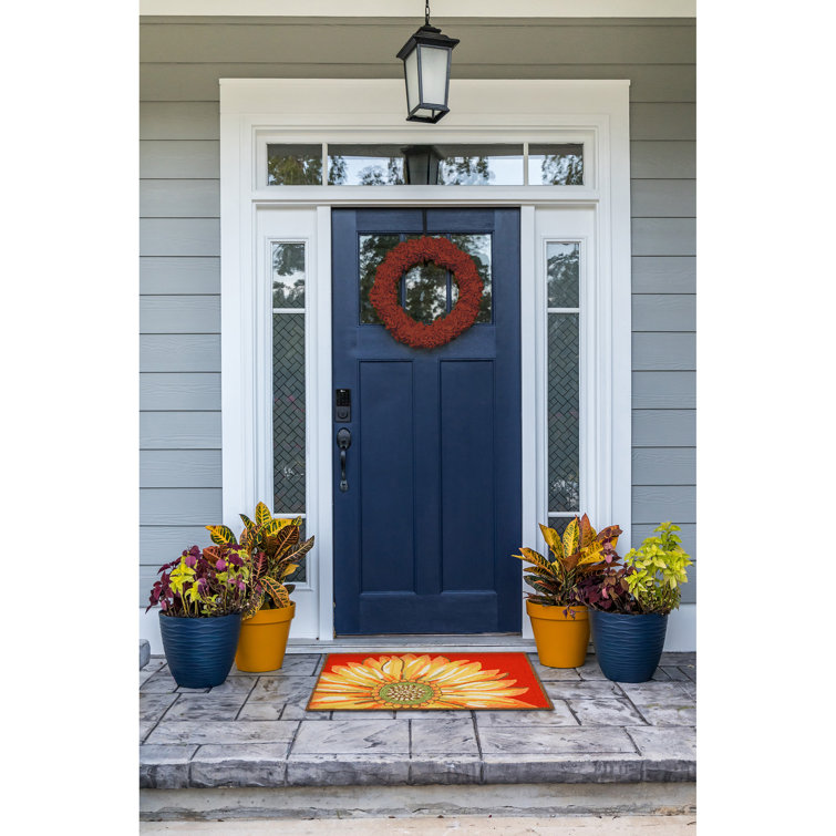 Sunflower Bliss Red Synthetic 25" Non-Slip Indoor/Outdoor Rug