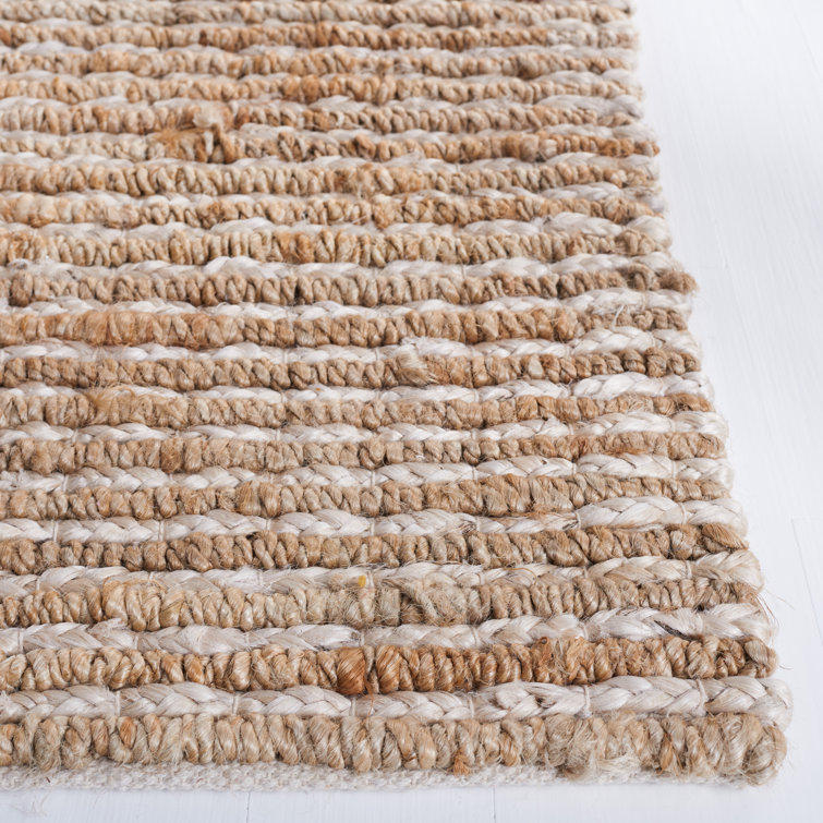 Ivory and Natural Flatweave Jute Area Rug, 8' x 10'