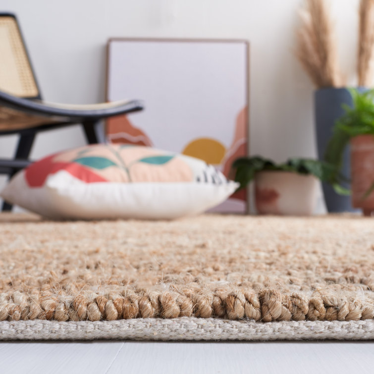 Ivory and Natural Flatweave Jute Area Rug, 8' x 10'