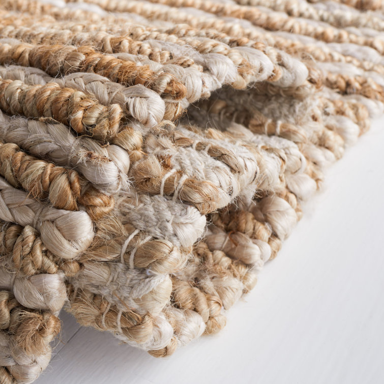 Ivory and Natural Flatweave Jute Area Rug, 8' x 10'
