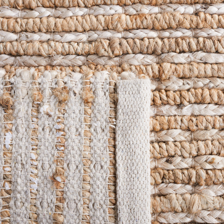Ivory and Natural Flatweave Jute Area Rug, 8' x 10'