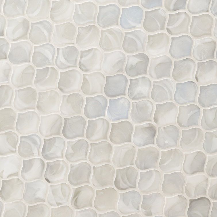 Pearla Arabesque White Glass Mesh Mounted Mosaic Wall Tile