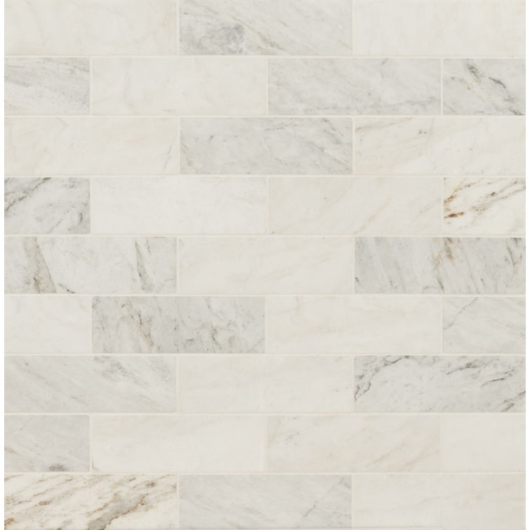 Arabescato Venato White Honed Marble Subway Tile 4" x 12"
