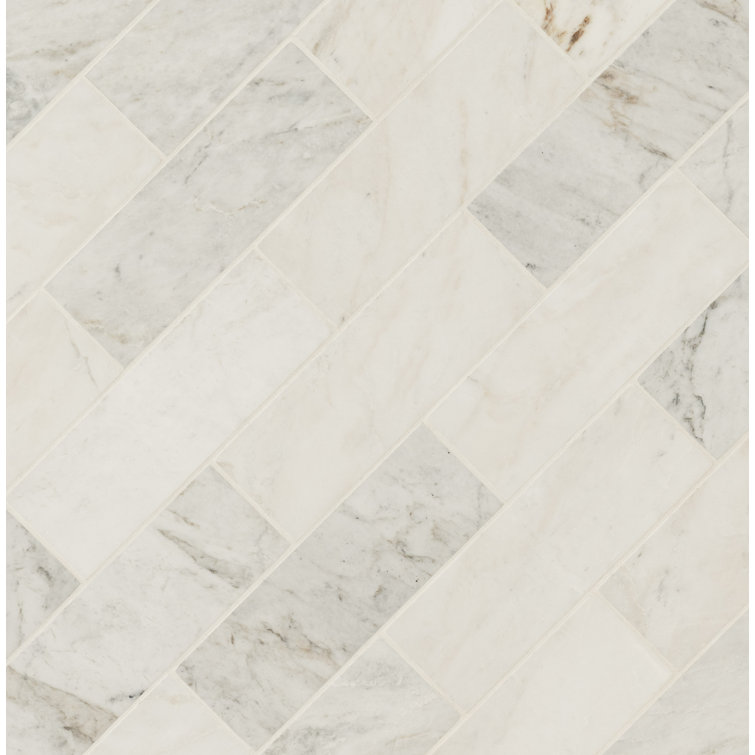 Arabescato Venato White Honed Marble Subway Tile 4" x 12"