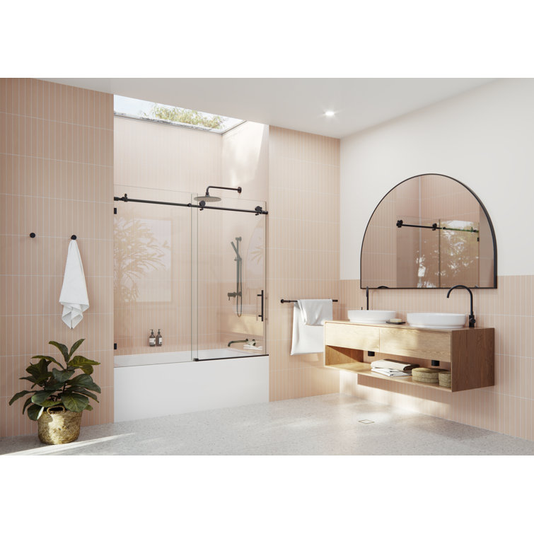 Eclipse 60" Frameless Sliding Bathtub Door in Matte Black