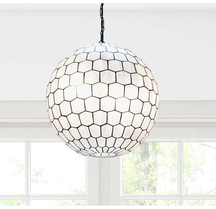 Black Capiz Globe Pendant Light with LED and Incandescent Options