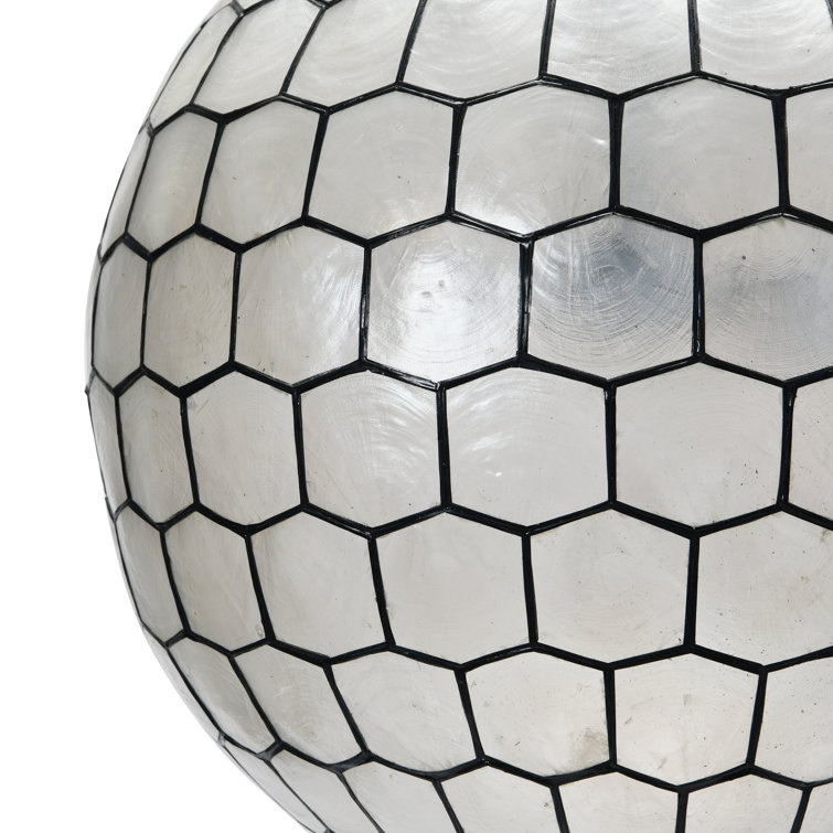 Capiz Honeycomb Globe Pendant Light - Black 16" Contemporary