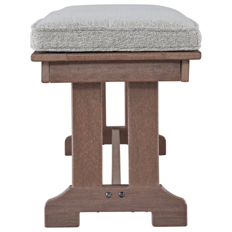 Emmeline Brown HDPE Outdoor Dining Bench with Cushion