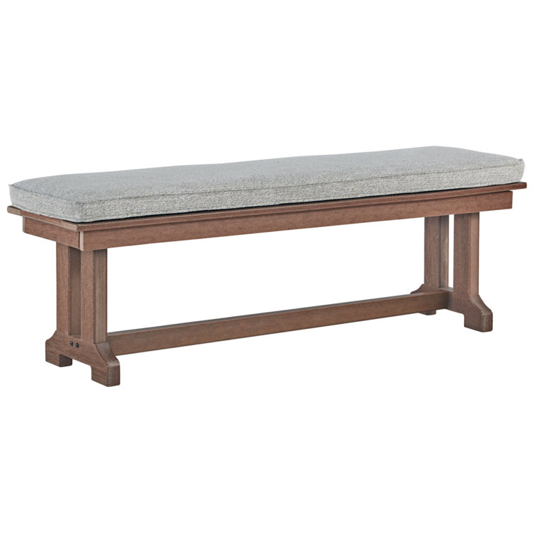 Emmeline Brown HDPE Outdoor Dining Bench with Cushion