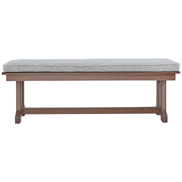 Emmeline Brown HDPE Outdoor Dining Bench with Cushion