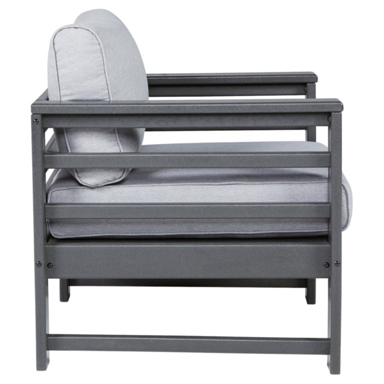 Charcoal Gray HDPE Outdoor Lounge Chairs with Cushions, Set of 2