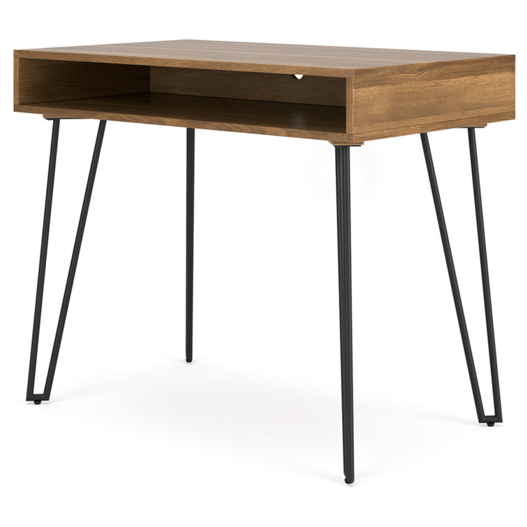 Strumford 36" Brown Wood and Black Metal Home Office Desk