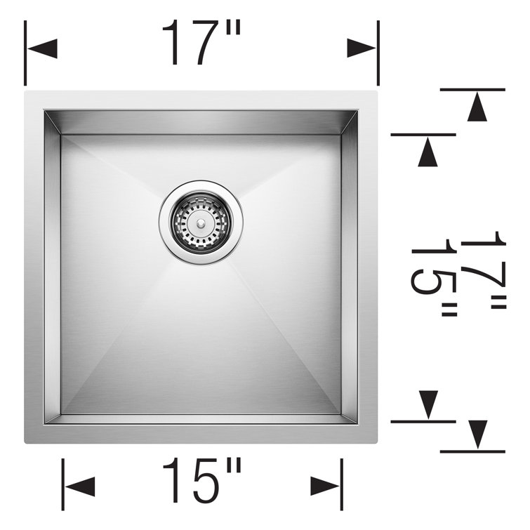 Quatrus 17'' Stainless Steel Undermount Bar Sink