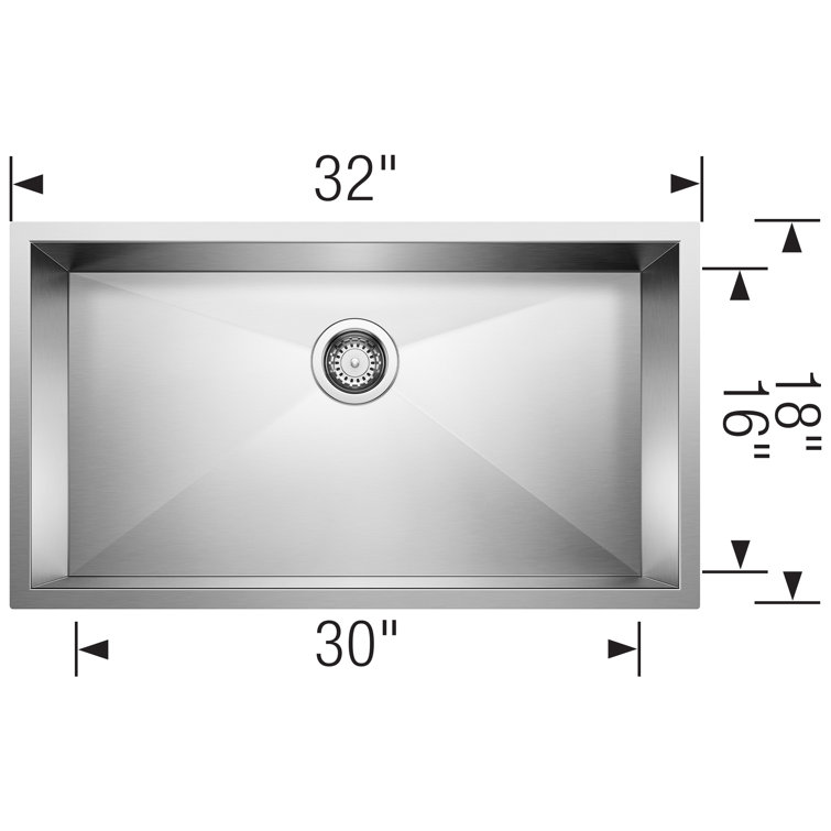 Quatrus 32" Single Bowl Stainless Steel Undermount Kitchen Sink