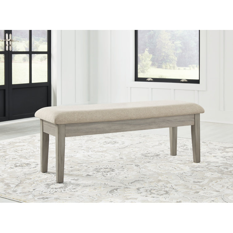 Modern Farmhouse 49" Beige Cushioned Storage Bench with Gray Finish