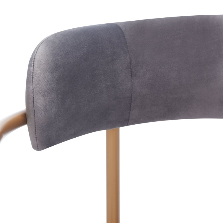 Elegant Dark Grey Velvet Upholstered Side Chair with Gold Metal Frame