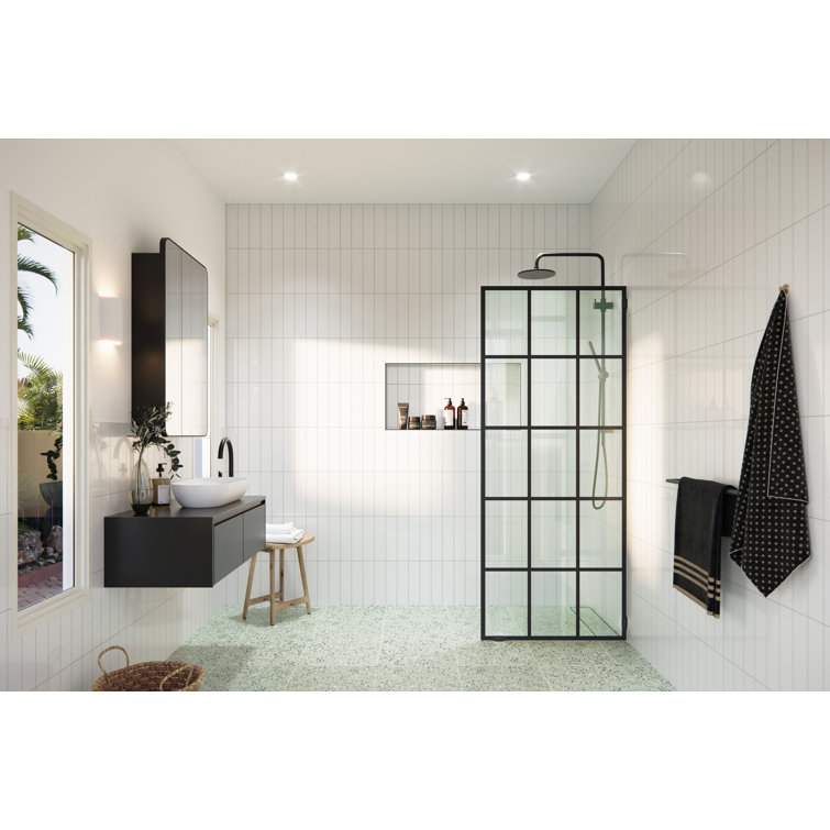 Esprit 32 in. x 78 in. Matte Black Glass Shower Panel