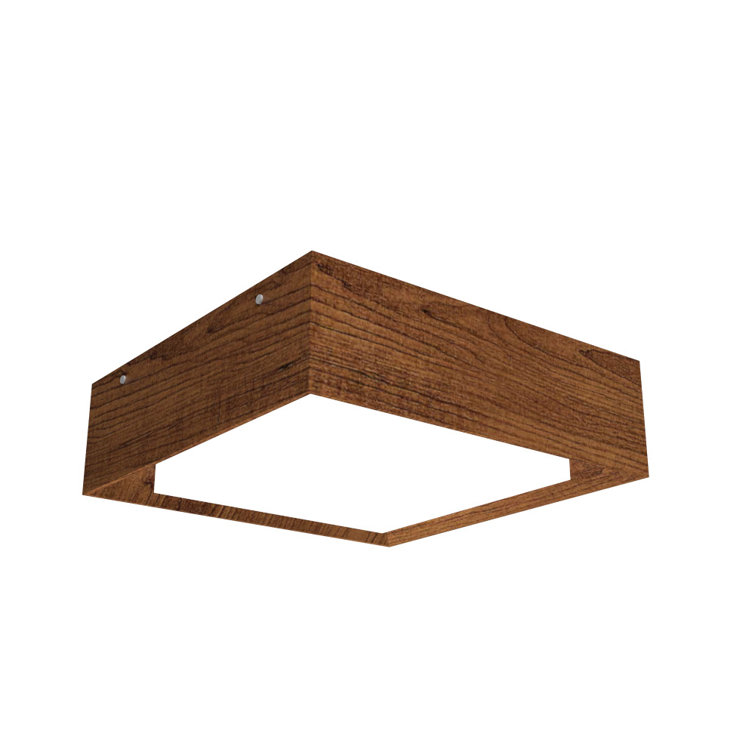 Imbuia Wood and White Acrylic LED Flush Mount
