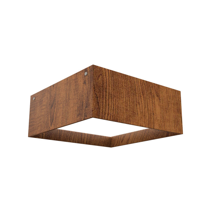 Imbuia Wood LED Square Flush Mount Light