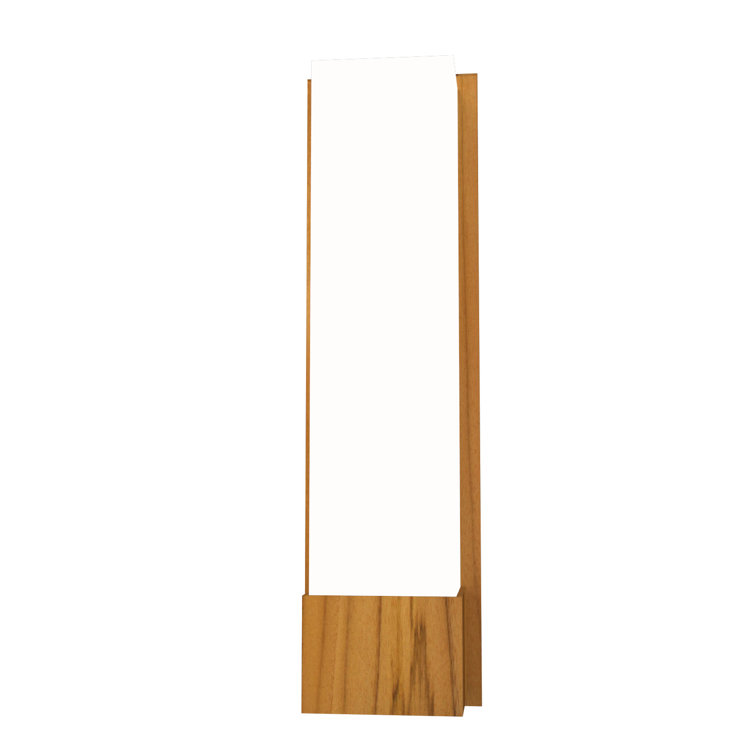 Teak and White LED Dimmable Wall Sconce