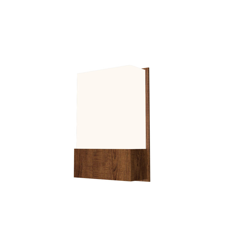 Natural Wood Veneer and White Flush Mounted Sconce