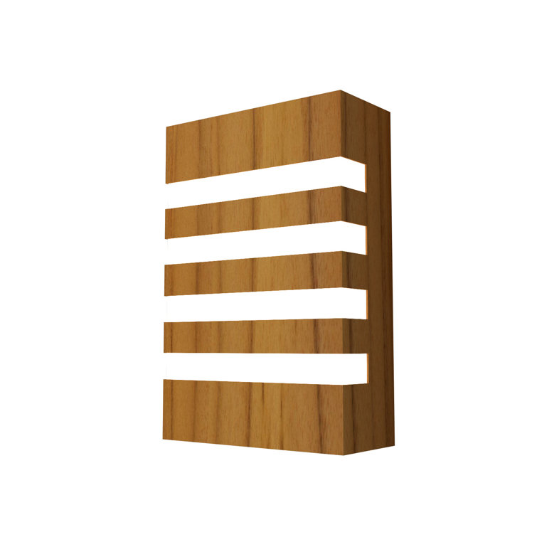 Teak Wood 2-Light Flush Mounted Sconce