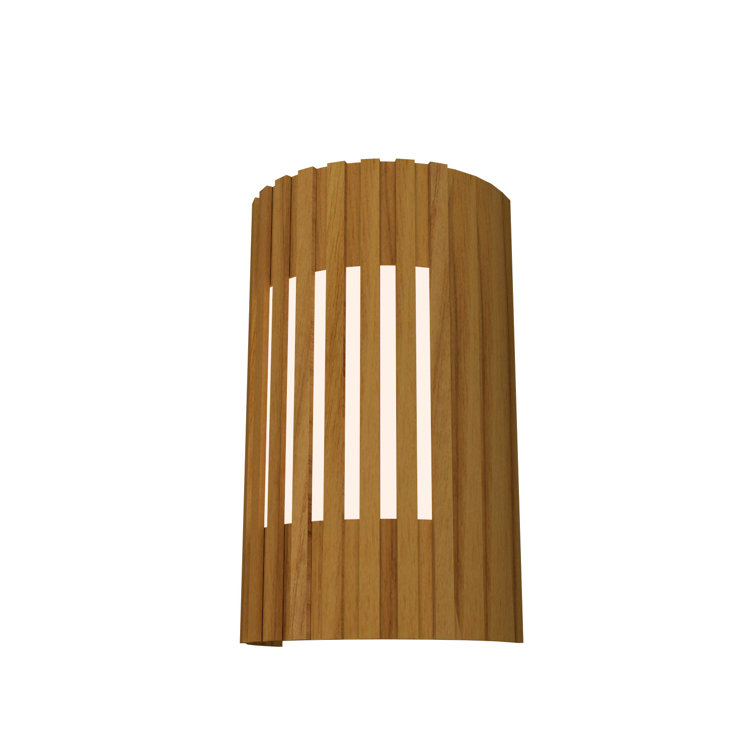 Teak Slatted 2-Light Direct Wired Wall Sconce