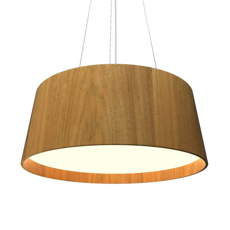 Louro Freijo LED Drum Pendant with Walnut Finish