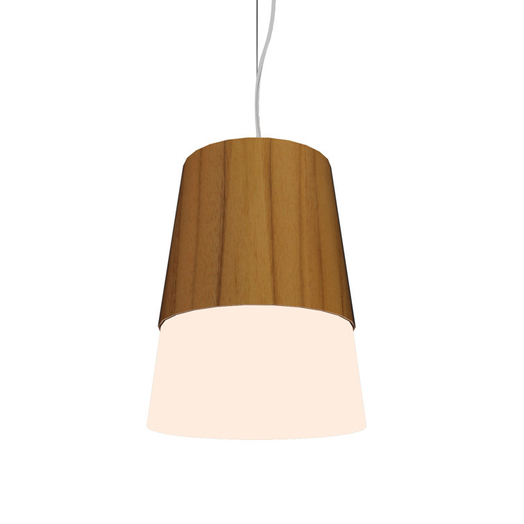 Teak and White Acrylic Mini Pendant Light