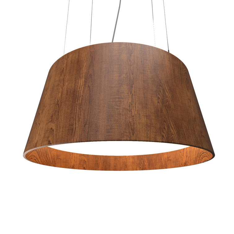 Imbuia Wood LED Drum Pendant Light